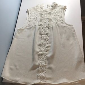 High neck white lace shirt